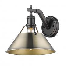  3306-1W BLK-AB - Orwell BLK 1 Light Wall Sconce in Matte Black with Aged Brass shade